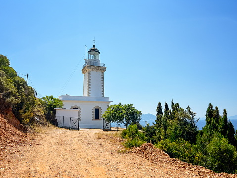 Lighthouse Gourouni on Skopelos island, Greece.
