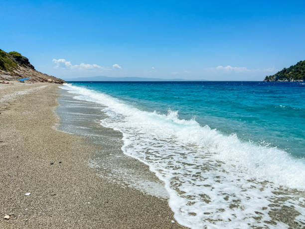 Milia beach on Skopelos island in morning.