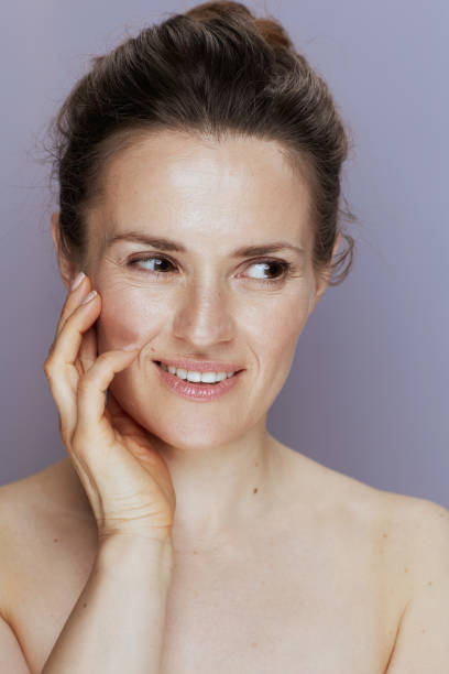 istock happy modern female on blue 1717037757