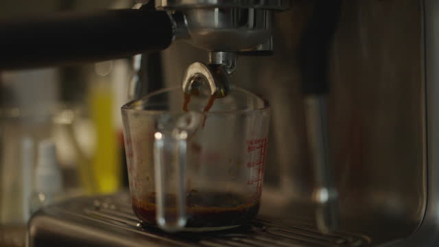 Brewing Espresso By Coffee Blending Machine, Making Coffee