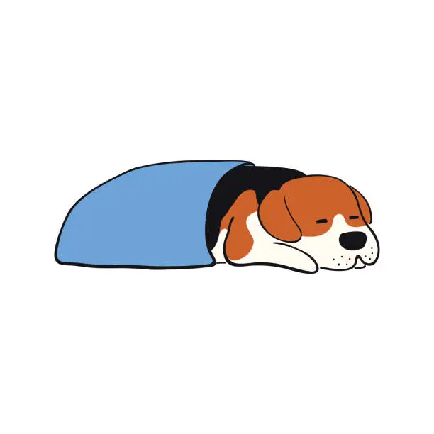 Vector illustration of Cute cartoon sleeping dog illustration