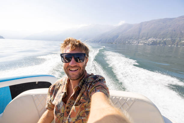 Boating on lake