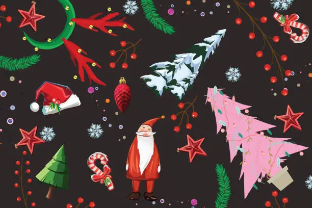 Vector illustration of Christmas seamless pattern