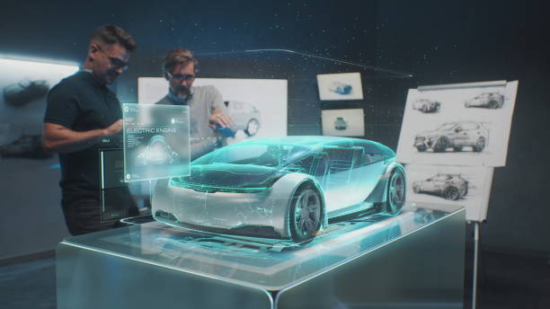 istock Engineers choose body of car using futuristic augmented reality hologram 1717085642
