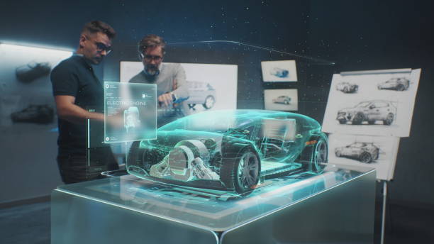 istock Engineers choose body of car using futuristic augmented reality hologram 1717086211