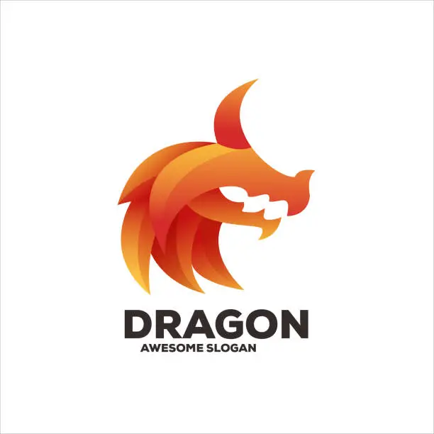 Vector illustration of dragon gradient colorful logo modern abstract