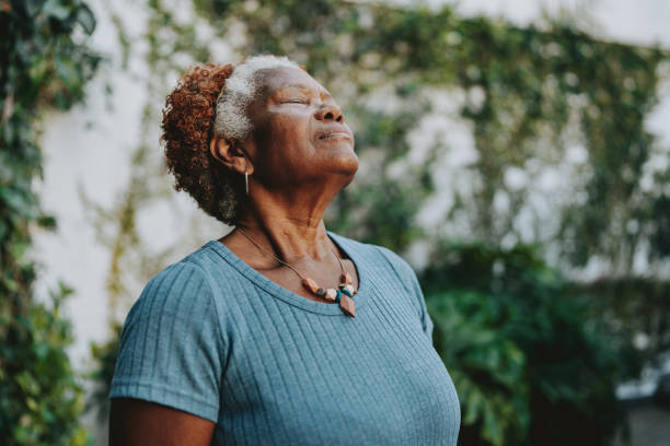 istock Portrait senior woman breathing 1717121461