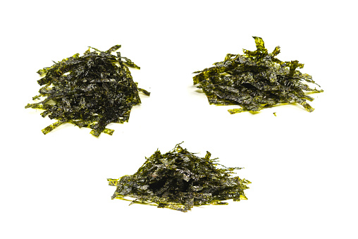 Tasty nori seaweed isolated on a white background.