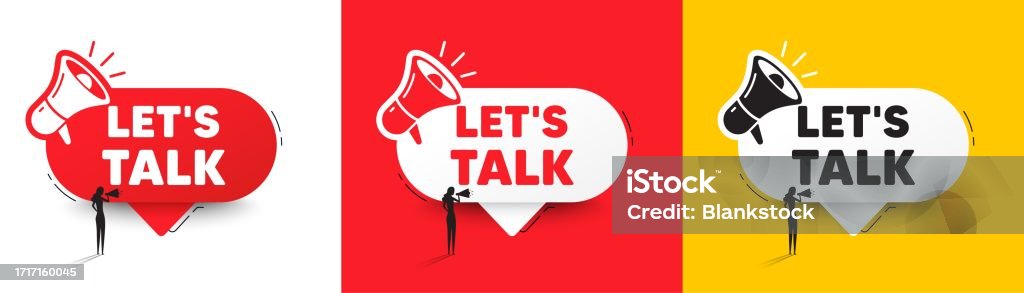 Talk Tag Lets Talk Tag Connect Offer Sign Speech Bubble With Megaphone Vector ...