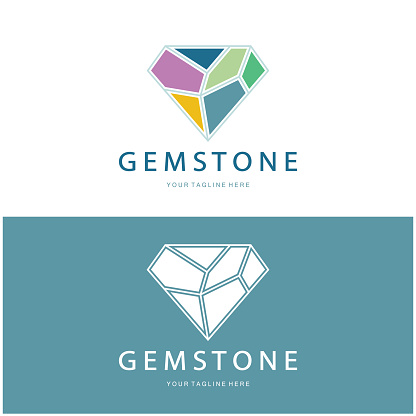 Luxury Polygon Diamond Crystal Line Art,Gem,Gemstone Emerald,Jade,Diamond, Gold, and Precious Jewelry Logo Design