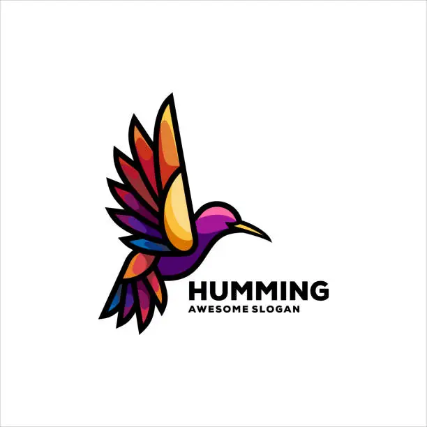 Vector illustration of humming bird mascot illustration logo design