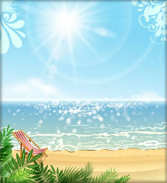 Vector illustration of ornate sunlight sea