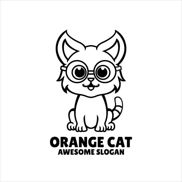 illustrations, cliparts, dessins animés et icônes de illustration de conception de mascotte simple de chat - purebred cat illustrations
