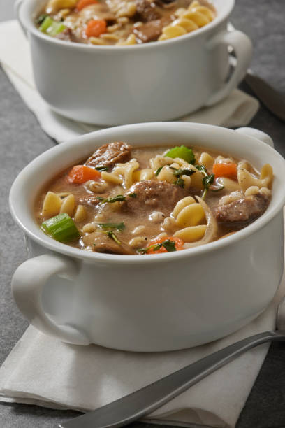 istock Beef and Barley Vegetable soup with Pasta 1717193958
