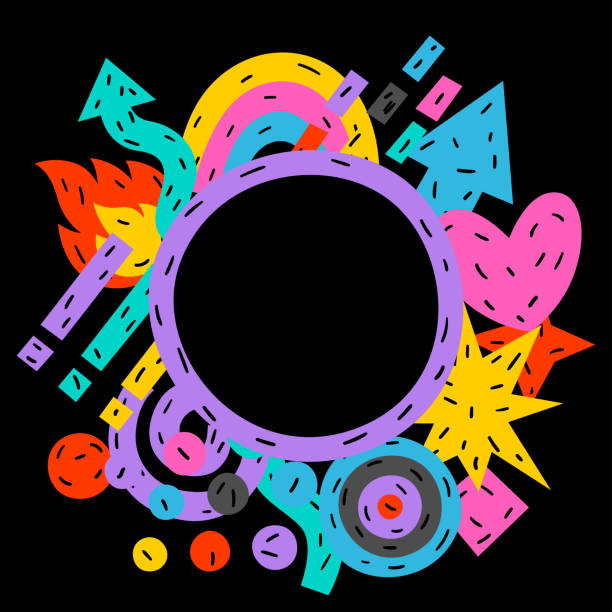istock Background with funny shapes. Cartoon cute trendy creative image. 1717197717