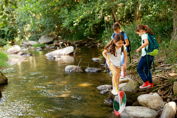 istock Children playing by the river , catching butterfly and learning in nature 1717198267