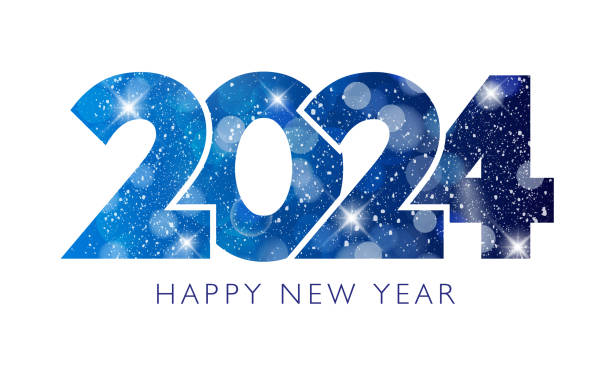 Happy New Year 2024 text design. Happy New Year 2024 text design. Vector illustration. white background sign snow winter stock illustrations