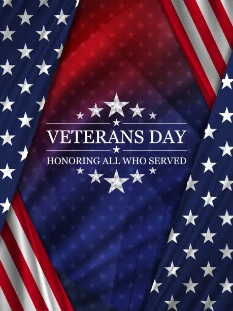 Vector illustration of Veterans day background with flag of United States. National holiday of the USA.