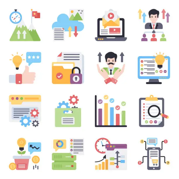 Vector illustration of Pack of Corporate Flat Icons