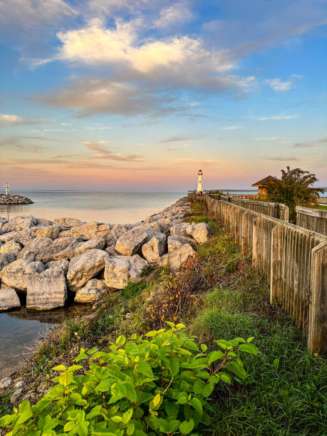 Wawatam Lighthouse in St. Ignace, Michigan harbor