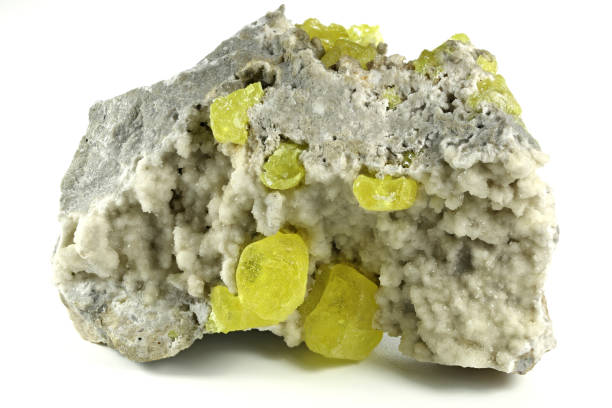 istock native sulfur on aragonite from Sicily, Italy 1717281578
