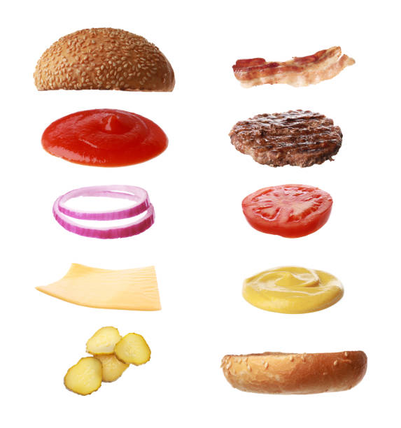 istock Collage with ingredients for burger on white background 1717379736