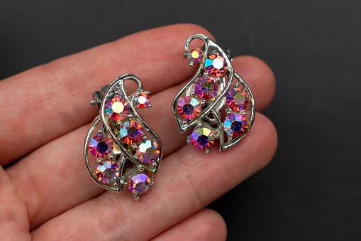 teardrop diamond earrings Surrounded by small diamonds and gold rims. Expensive and luxurious jewelry earrings. Large teardrop diamonds. 3d rendering