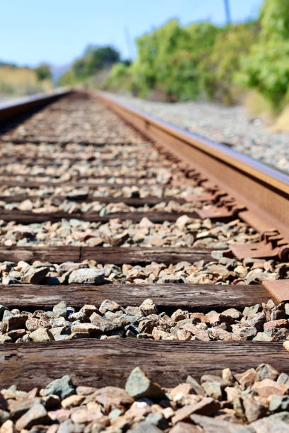 istock Rusty railroad tracks along the Pacific Coast 1717403435