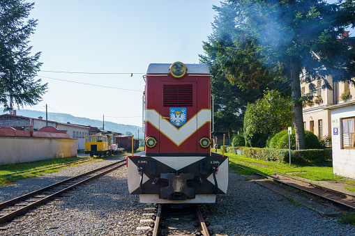 Dynów, Subcarpathian, Poland - 10 September 2023: diesel locomotive of the Przeworsk narrow-gauge railway