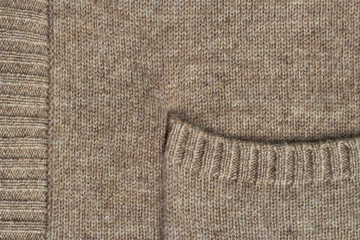 warm cahmere clothes detail with pocket as a textured knitted woolen background