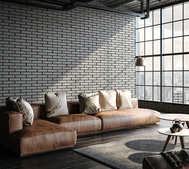 istock Living room interior in loft, industrial style 1717440031