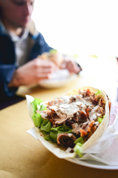 istock close up of kebab on a table in a restaurant. 1717457019