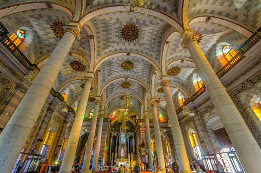 Interior view of the Basilica Cathedral of the Immaculate Conception, also known as the Mazatlan Cathedral, the main religious building in Mazatlán, Mexico.