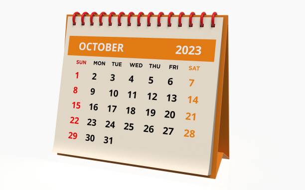 istock Standing Desk Calendar October 2023. 1717487782