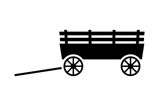 Horse cart icon. Black silhouette. Side view. Vector simple flat graphic illustration. Isolated object on a white background. Isolate.