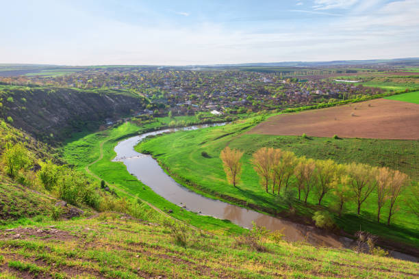 istock Panoramic view of the river and village 1717509893