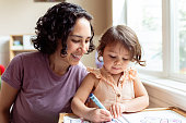 Encouraging mom homeschooling preschool age daughter