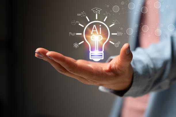 istock Education technology concept. EdTech. AI (Artificial Intelligence).Webinar Online Courses. lightbulb showing graduation hat, and education icons. Internet education course degree, Idea of learning online class. 1717675937
