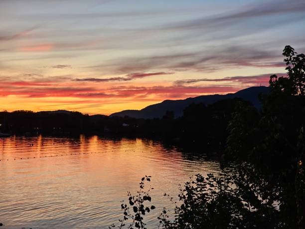 istock Magog Memphremagog Lake Summer evening orange red sky Sunset Quebec 1717686871