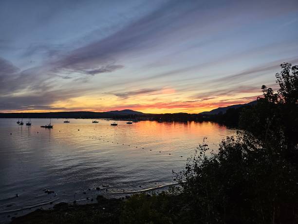 istock Magog Memphremagog Lake Summer evening orange red sky Sunset Quebec 1717688940