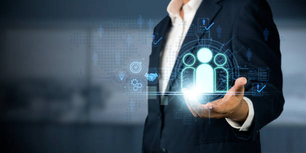 istock Human resources,HR, avigating the Global Network HR Teamwork, Executives touch human resource network structure - HR, Effective HR strategies: bridging success in business management and recruitment. 1717724739