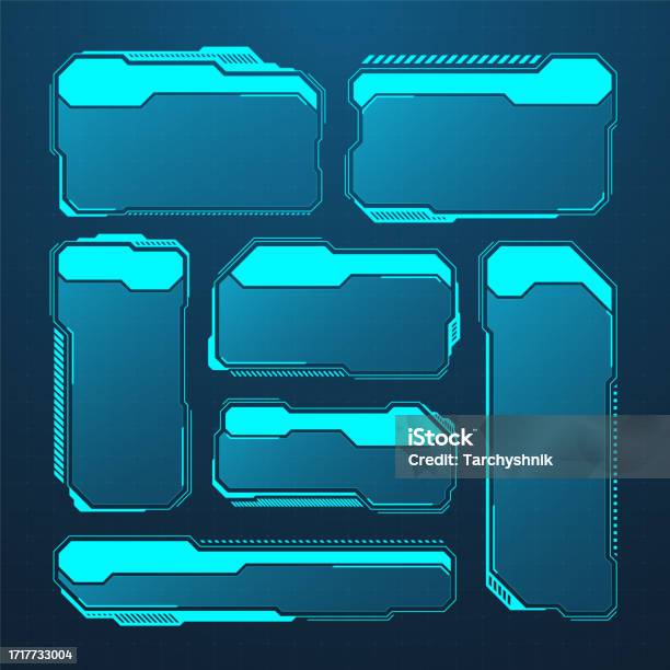 Blue Futuristic Hud Or Ui Elements Scifi User Interface Text Boxes ...