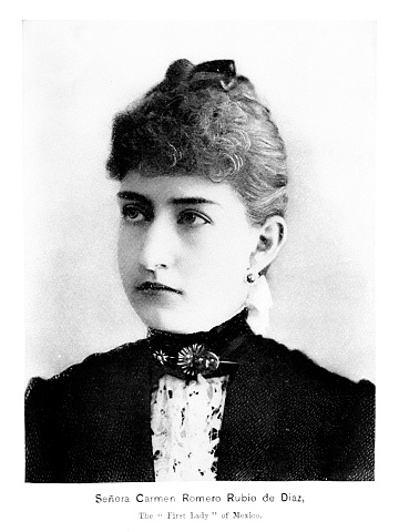 A portrait of Fabiana Sebastiana María Carmen Romero Rubio y Castelló de Diaz (January 20, 1864 –June 25, 1944), Mexican President Porfirio Díaz's niece and second wife. Photo engraving published 1896. Original edition is in my archives. Copyright expired and in Public Domain.