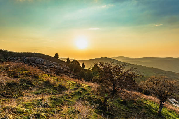 istock Background beautiful mountain landscape with sunset or sunrise 1717840672