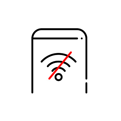 No internet signal on a smartphone. Pixel perfect, editable stroke icon
