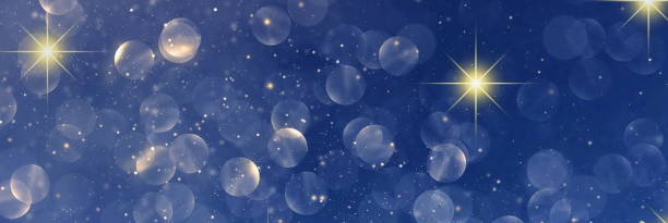 istock Abstract blue bokeh sparkle background template banner with copy space.Christmas blur glitter festive backdrop. 1717867267