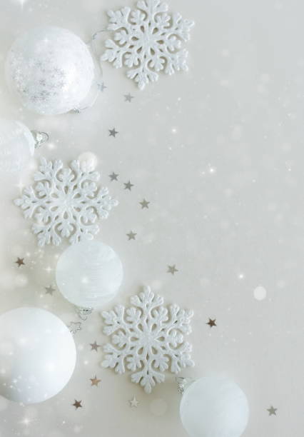 istock Christmas background template with copy space in white colors.Beautiful Xmas greeting card.New Year decor frame mockup . 1717869880