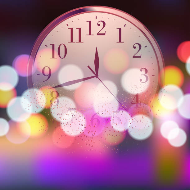 istock Happy New Year or Christmas card with golden clock. Vector 1717883126
