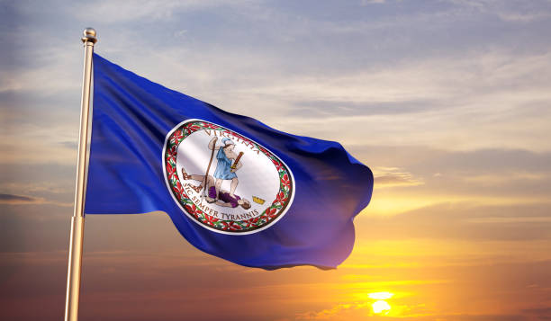 istock Flag of Virginia against the sunset 1717934462