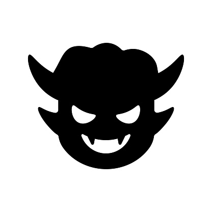 Cute Devil Head. Silhouette. Vector illustration isolated on a white background.